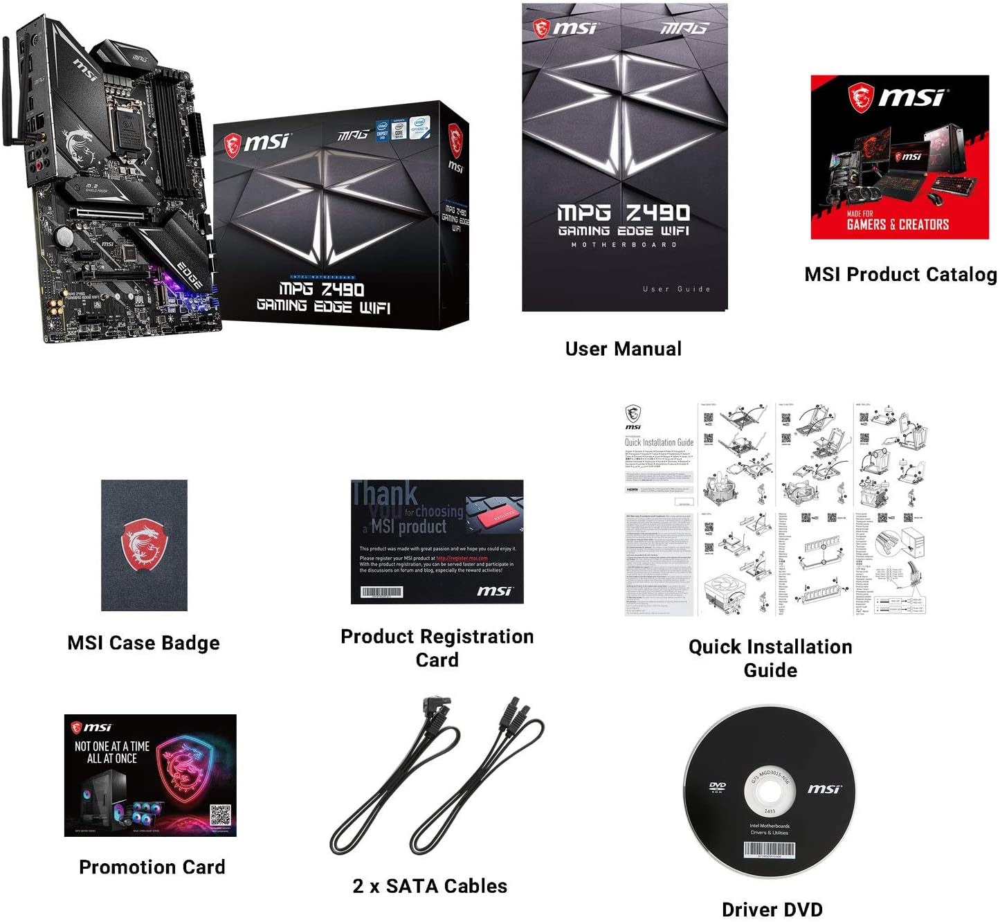 MPG Z490 GAMING EDGE WIFI ATX Gaming Motherboard (10Th Gen Intel Core, LGA 1200 Socket, DDR4, CF, Dual M.2 Slots, USB 3.2 Gen 2, Wi-Fi 6, DP/HDMI, Mystic Light RGB)