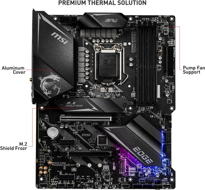 MPG Z490 GAMING EDGE WIFI ATX Gaming Motherboard (10Th Gen Intel Core, LGA 1200 Socket, DDR4, CF, Dual M.2 Slots, USB 3.2 Gen 2, Wi-Fi 6, DP/HDMI, Mystic Light RGB)