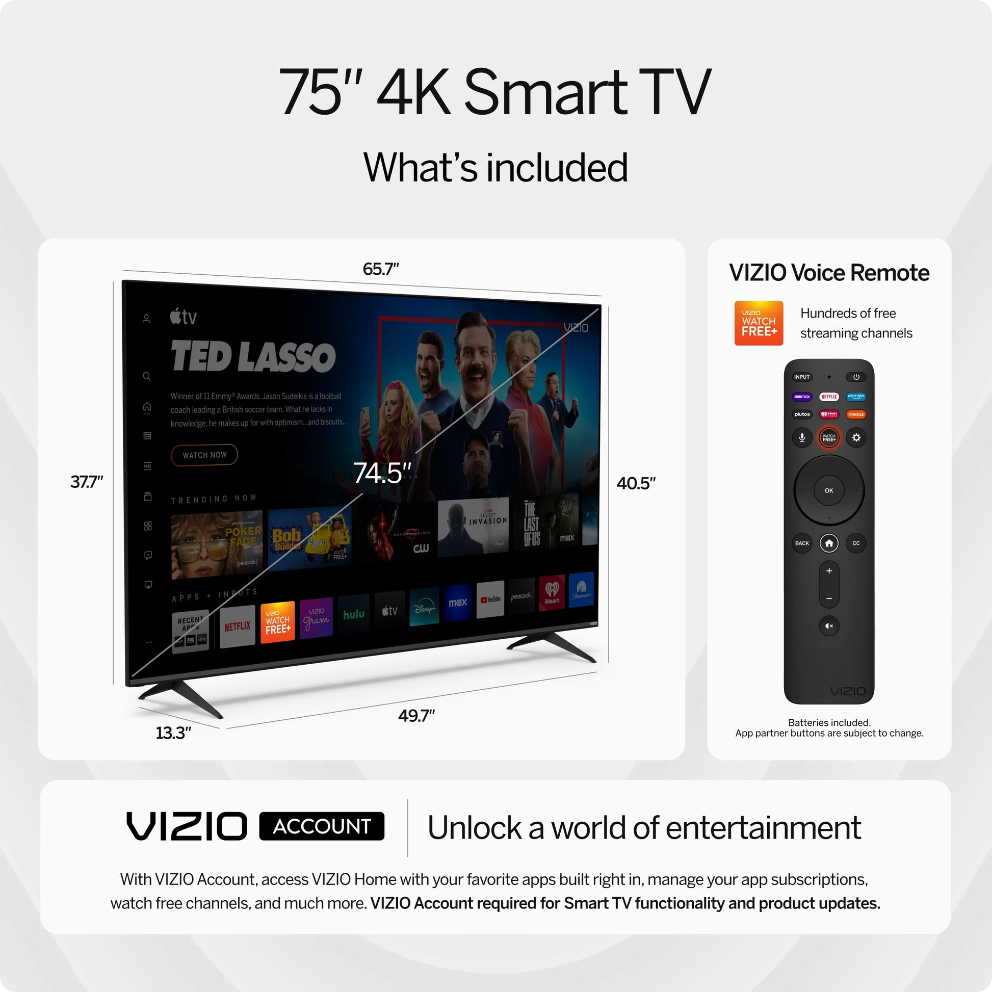 75" Class V-Series 4K LED HDR Smart TV 2023 V755M-K03